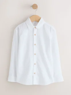 Blanc - Chemise décontractée en lin Blend manches longues (3-16ans)