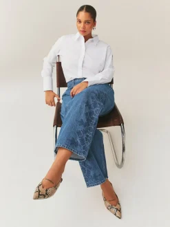 Blanc - Chemise Fuller Bust ajustée extensible Essential à manches longues