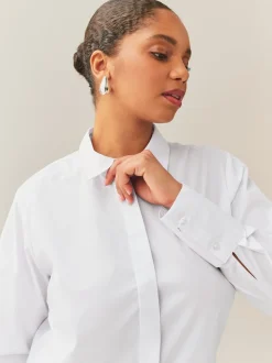 Blanc - Chemise Fuller Bust ajustée extensible Essential à manches longues