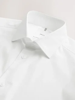 Blanc - Chemise habillée à manches longues en coton extensible