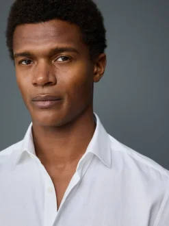 Blanc - Chemise élégante douce au toucher à manches longues