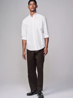 Blanc - Chemise Oxford douce à manches longues