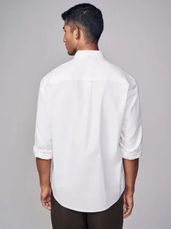 Blanc - Chemise Oxford douce à manches longues