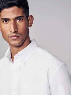 Blanc - Chemise Oxford douce à manches longues