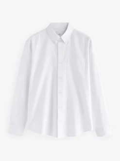 Blanc - Chemise Oxford douce à manches longues