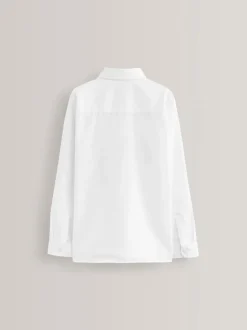 Blanc - Chemises d'école à manches longues à fixation facile 2 Pack (3-16ans)