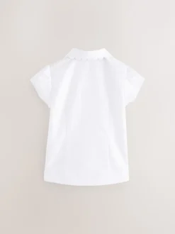 Blanc - Chemises d'école en coton riche à col festonné (3-14yrs)