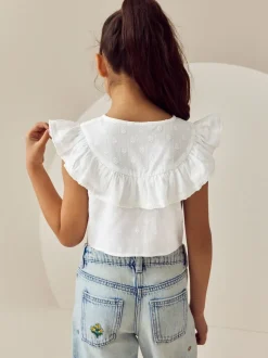 Blanc - Chemisier 100% coton avec col boutonné (316ans)