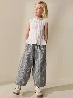 Blanc - Chemisier sans manches froncées (3-16ans)