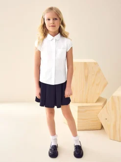 Blanc - Chemisier scolaire à manches bouffantes (3-16ans)