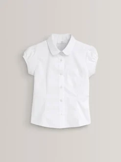 Blanc - Chemisier scolaire à manches bouffantes (3-16ans)