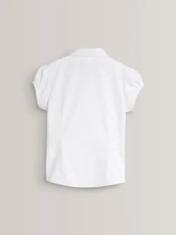 Blanc - Chemisier scolaire à manches bouffantes (3-16ans)