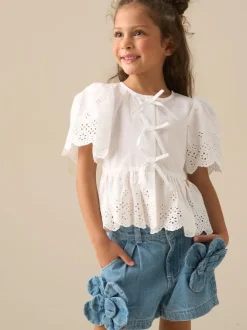 Blanc - Chemisiers Angel & Rocket Ria Broderie Cravate devant Péplum