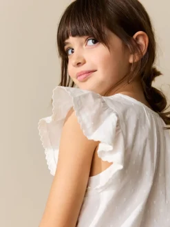 Blanc - Chemisiers noué sur le devant (3-16ans)