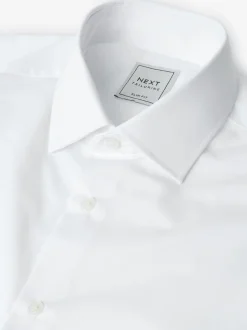 Blanc - Coupe ajustée Easy Care Single Cuff Smart Chemises 4 Pack