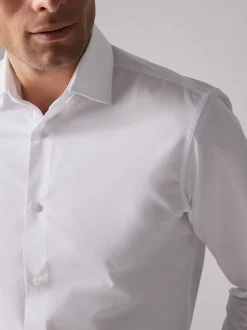 Blanc - Coupe ajustée Easy Care Single Cuff Smart Chemises 4 Pack