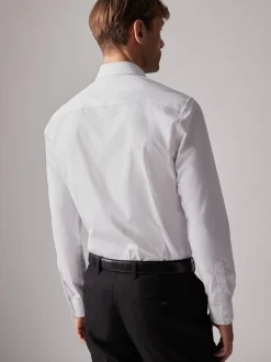 Blanc - Coupe ajustée Easy Care Single Cuff Smart Chemises 4 Pack