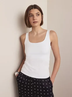 Blanc - Débardeur avec encolure carrée