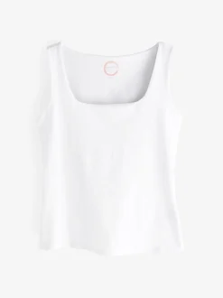 Blanc - Débardeur avec encolure carrée