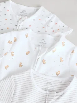 Blanc - Dors-bien zippé 100% coton Lot de 3 (0mois3ans)