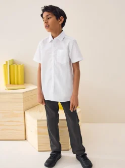 Blanc - Easy Fastening Manches courtes School Shirts 2 Pack (3-16ans)