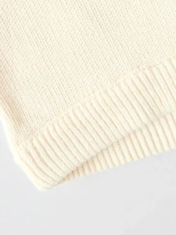 Blanc - Ensemble cardigan en maille à nœud à volants (0mois-3ans)