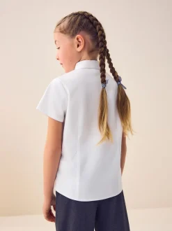 Blanc - Fermeture par contact Chemises à manches extensibles riches en coton (3-17ans)