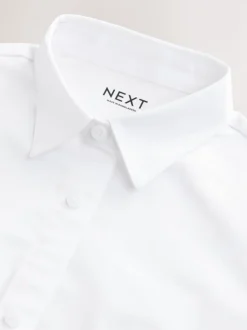 Blanc - Fermeture par contact Chemises à manches extensibles riches en coton (3-17ans)