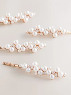 Blanc - Glissières à cheveux effet perle