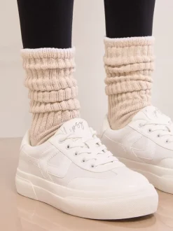 Blanc - Lipsy Baskets de sport à lacets en toile épaisse