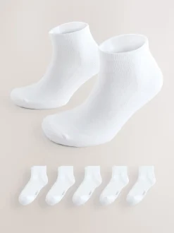 Blanc - Lot de 5 - Chaussettes de sport mi-hautes rembourrées