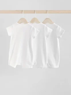 Blanc - Lot de 3 barboteuses à fermeture éclair bidirectionnelle pour bébé 100% coton (0mois à3ans)