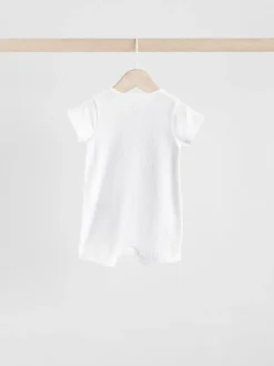 Blanc - Lot de 3 barboteuses à fermeture éclair bidirectionnelle pour bébé 100% coton (0mois à3ans)