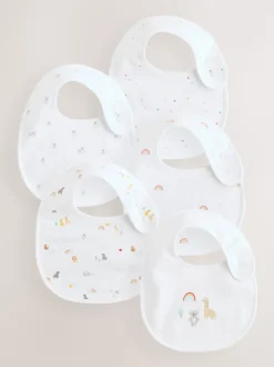 Blanc - Lot de 5 bavoirs imprimés animal Bébé