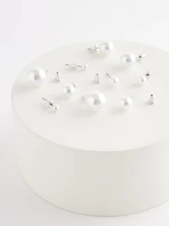 Blanc - Lot de 5 boucles d’oreilles effet perles