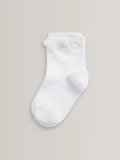 Blanc - Lot de 5 chaussettes de cheville Volants en coton riche