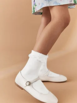 Blanc - Lot de 2 chaussettes en coton riche Cœur Volants