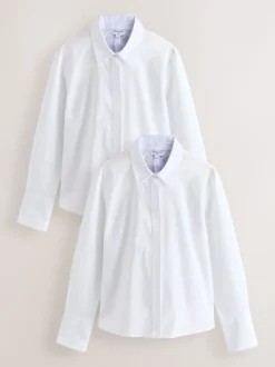 Blanc - Lot de 2 chemises ajustées extensibles indispensables à manches longues