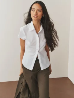 Blanc - Lot de 2 Chemises ajustées extensibles indispensables à Manches courtes