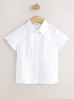 Blanc - Lot de 2 chemises Premium School riches en coton extensible ajustées à manches courtes (3-18ans)