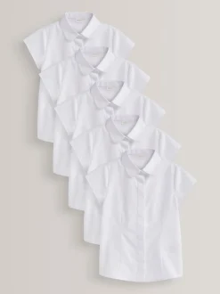 Blanc - Lot de 5 chemises scolaires ajustées à manches courtes (3-17 ans)