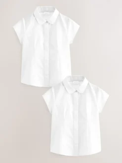 Blanc - Lot de 2 chemises scolaires ajustées à manches courtes (3-17 ans)