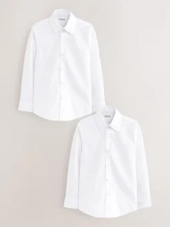 Blanc - Lot de 2 chemises stretch à manches longues pour l'école (3-16ans)