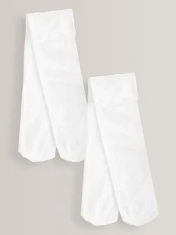 Blanc - Lot de 2 collants School 80 deniers