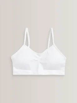 Blanc - Lot de 2 crop tops à bretelles sans coutures avec tasses amovibles légèrement rembourrées (7-16ans)