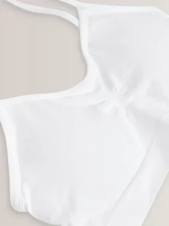 Blanc - Lot de 2 crop tops à bretelles sans coutures avec tasses amovibles légèrement rembourrées (7-16ans)