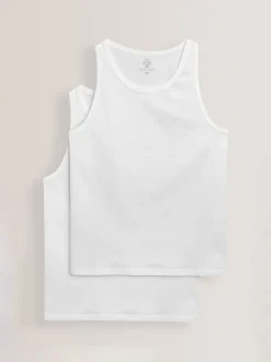 Blanc - Lot de 2 débardeurs à superposer purs 100% coton