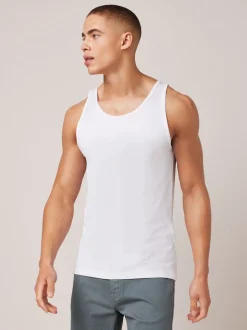 Blanc - Lot de 2 débardeurs à superposer purs 100% coton