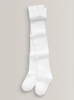 Blanc - Lot de 3 de collants pour l'école en coton riche