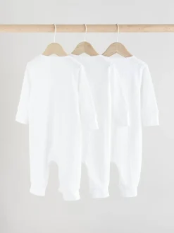 Blanc - Lot de 3 dors-bien bébé sans pieds en coton 100 % avec fermeture éclair bidirectionnelle (0mois-2ans)